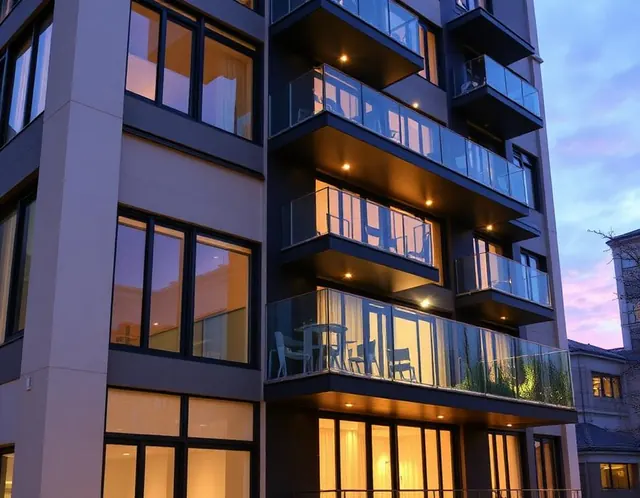 Edificio con barandas de acero inoxidable